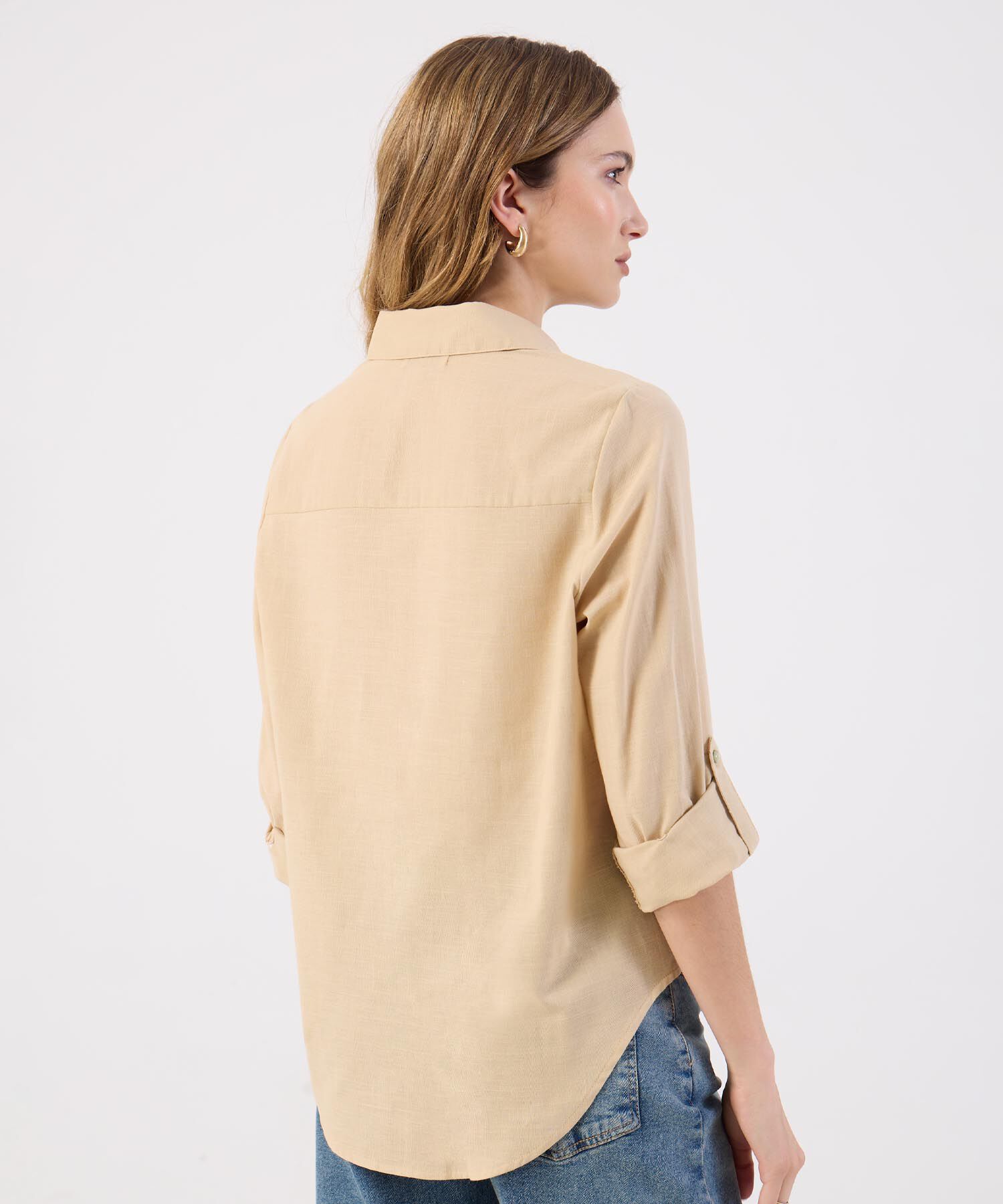 Camisa Dama Azul Claro Manga 3/4 Versátil