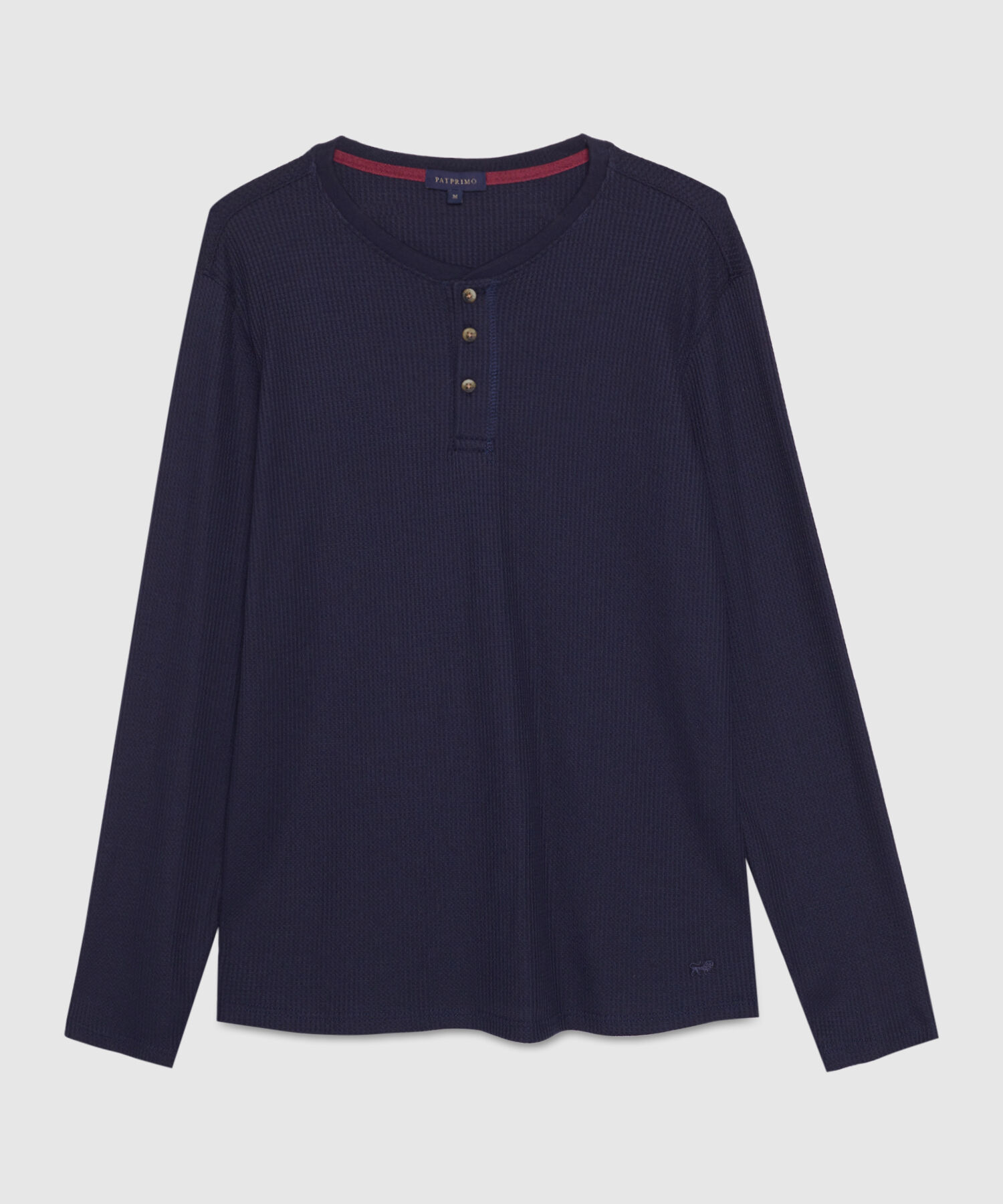 Camiseta Manga Larga Unicolor Cuello Henley