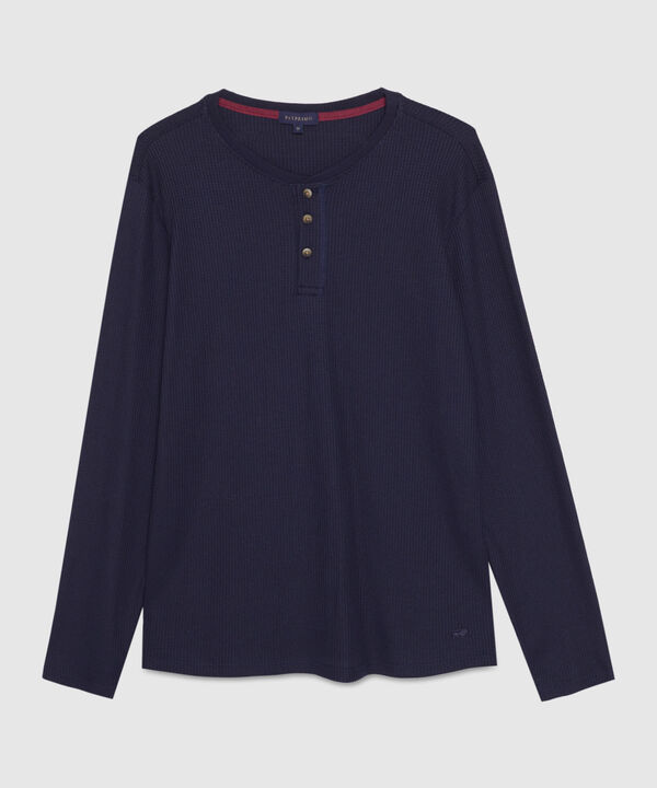 Camiseta Manga Larga Unicolor Cuello Henley