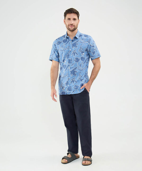 Camisa Estampada en Efecto Lino image number null
