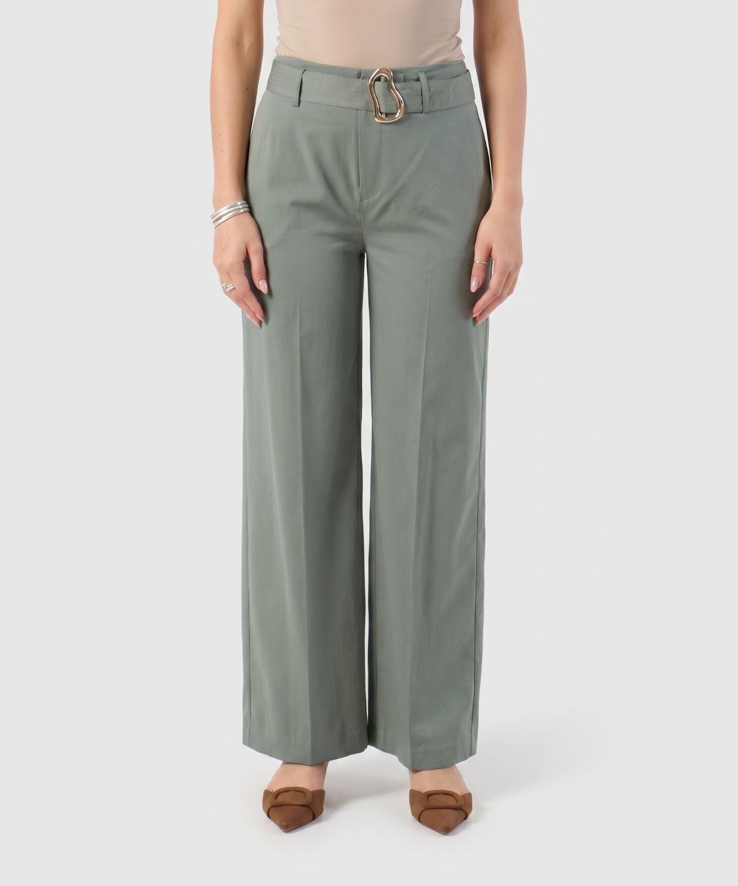 Pantal&oacute;n Wide Leg Con Cintur&oacute;n Para Mujer