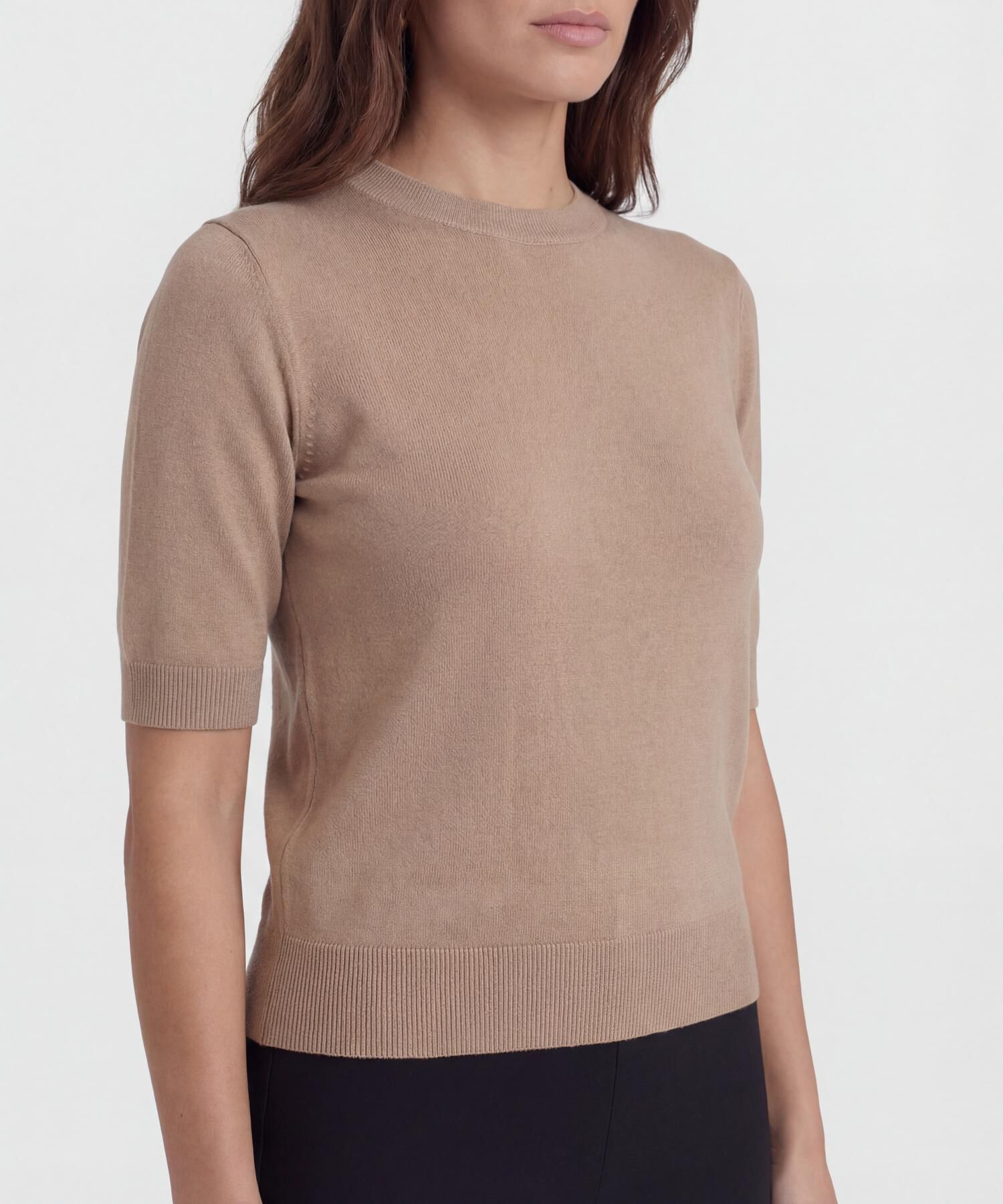 Camiseta Unicolor Manga Corta para Mujer