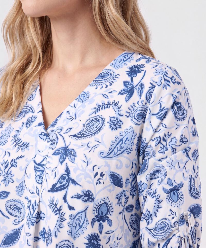 Blusa Cuello V Manga 3/4 Para Mujer