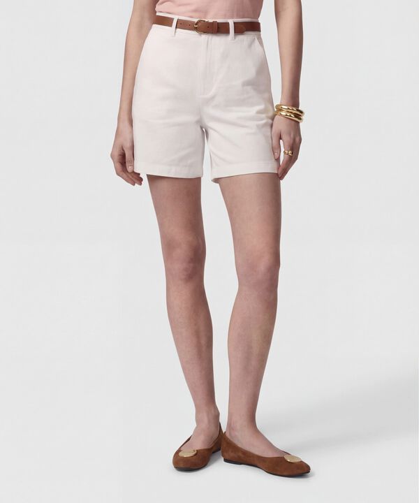 Bermuda De Tiro Alto Con Cinturon Para Mujer