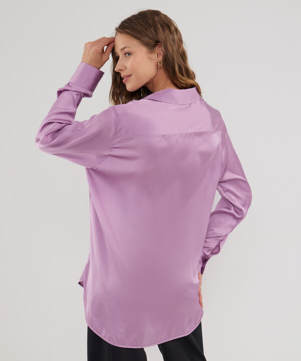 Camisa Unicolor Manga Larga En Satin