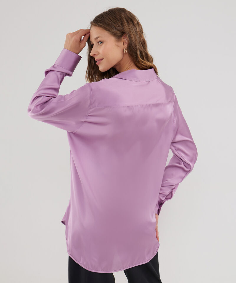 Camisa Unicolor Manga Larga En Satin