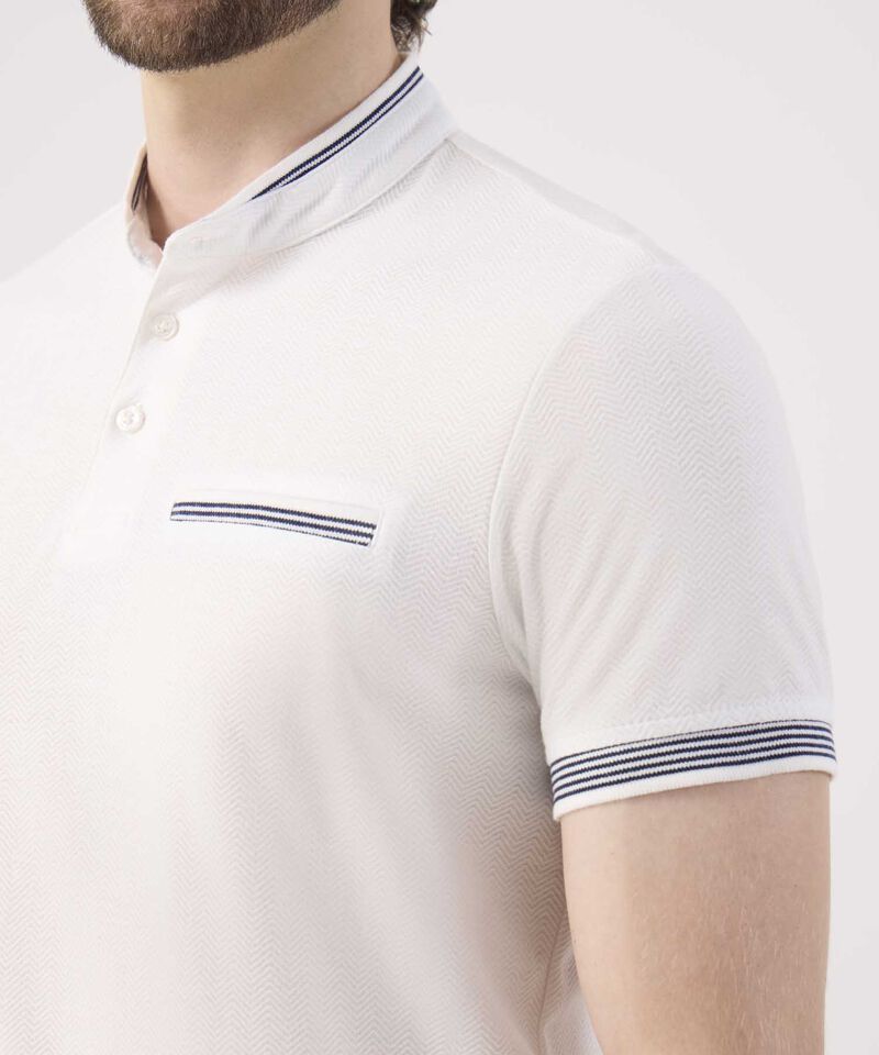 Polo Cuello Mao Unicolor Con Bolsillo Ribete