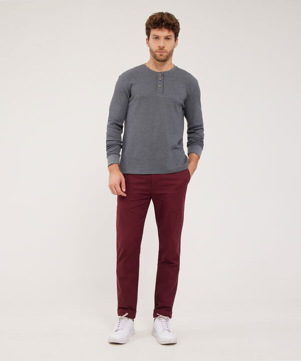 Camiseta Manga Larga Unicolor Cuello Henley