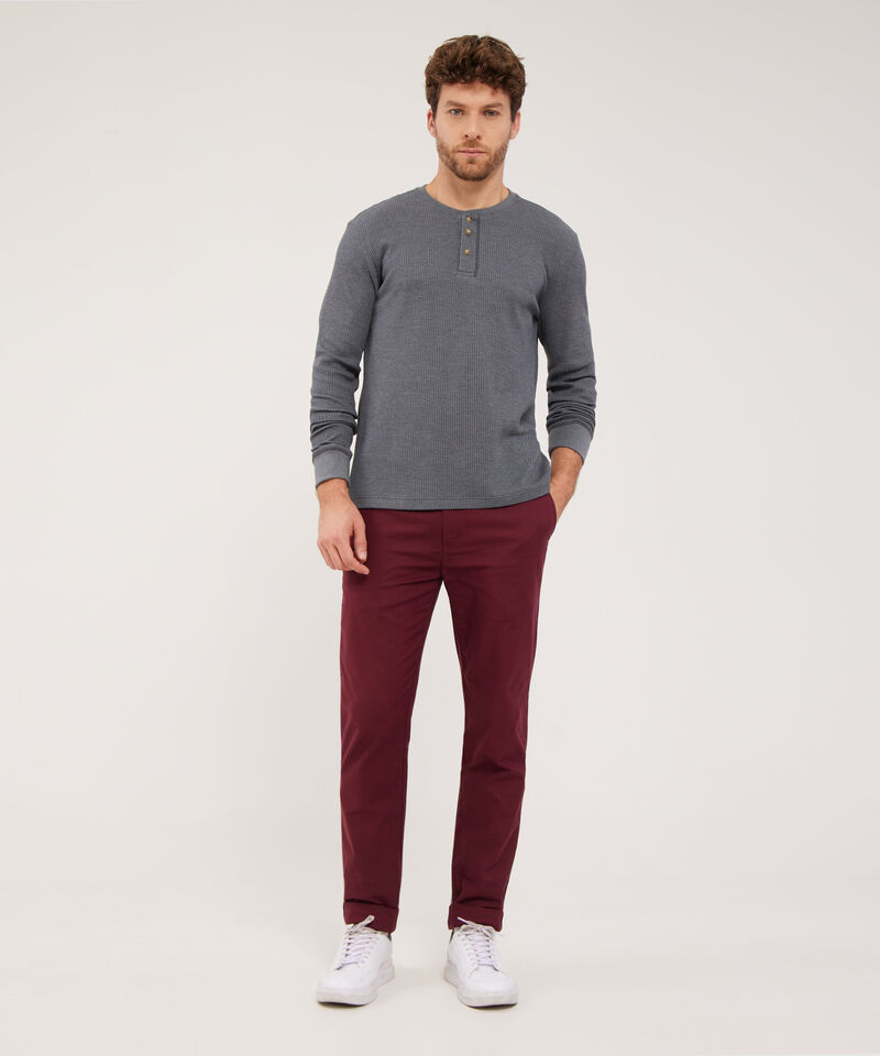 Camiseta Manga Larga Unicolor Cuello Henley