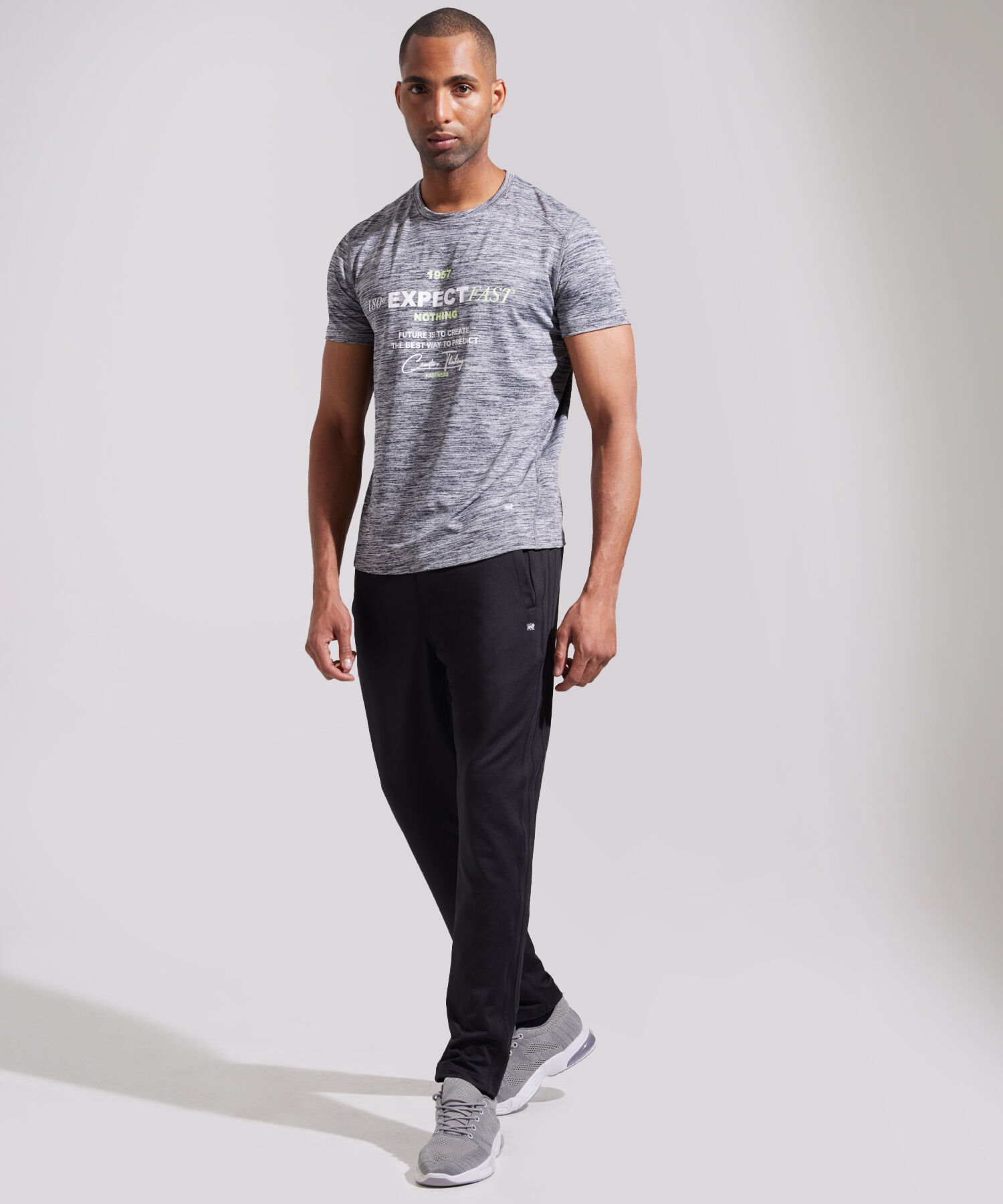 Camiseta Básica Manga Corta Cuello Redondo Jaspe Con Screen, Sport Líneas Patprimo