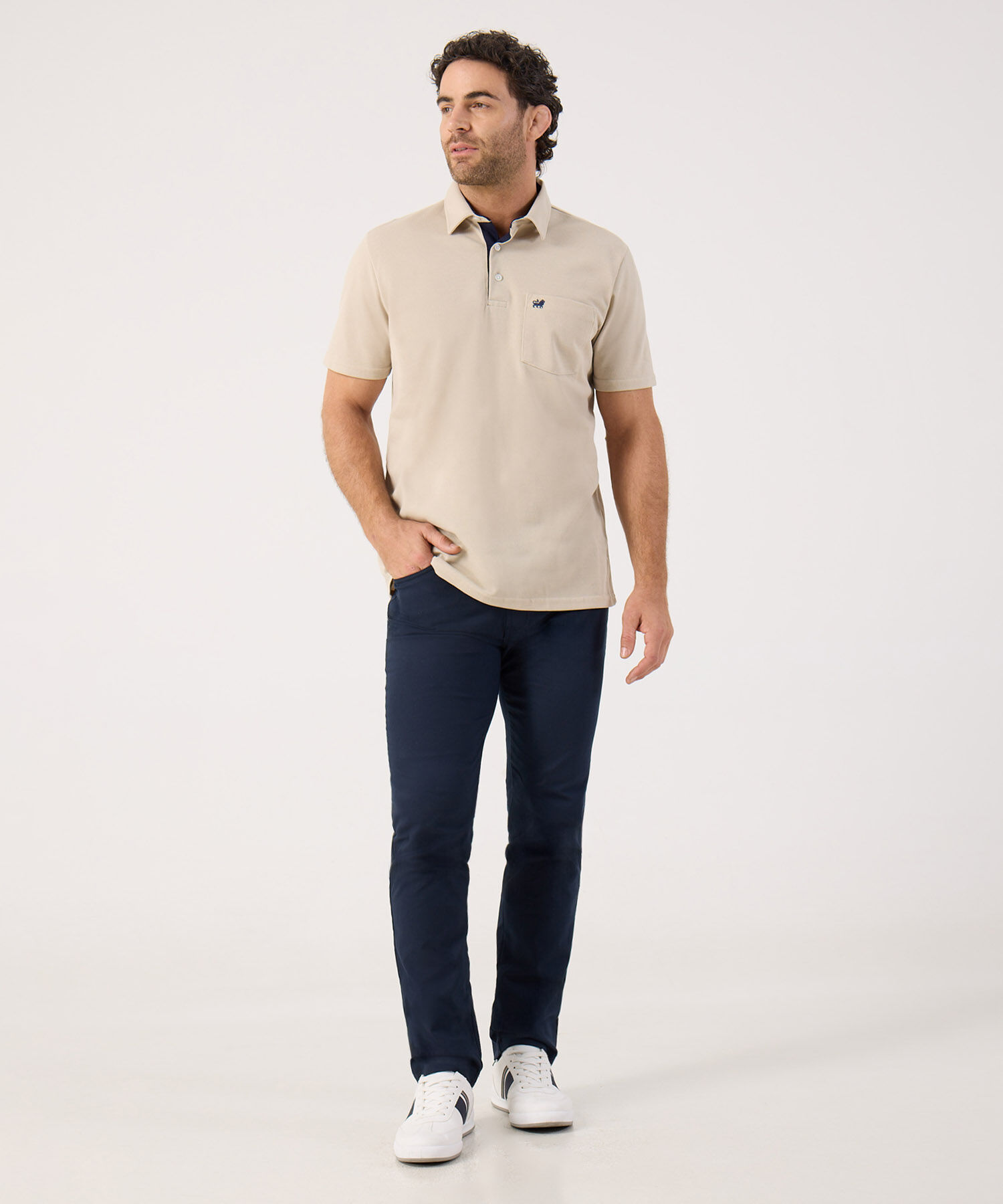 Polo Unicolor, Cuello Duro Con Bolsillo Y Silueta Regular Fit Naranja