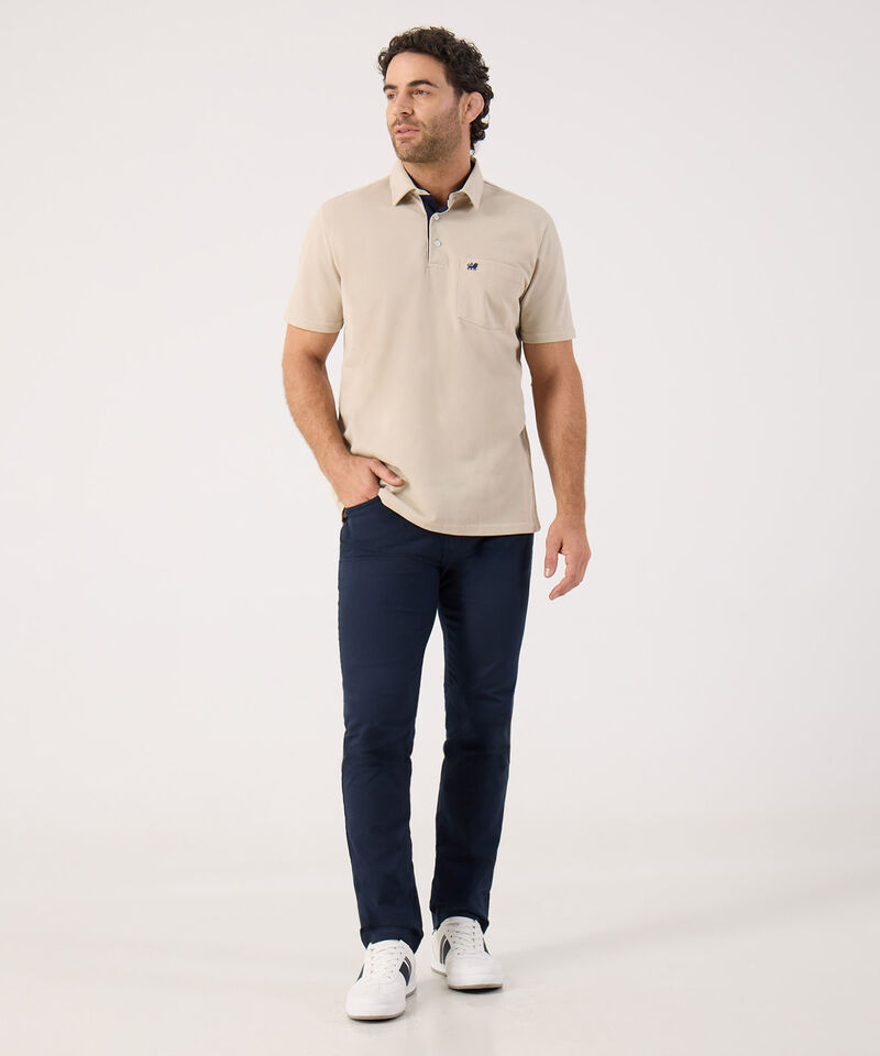 Polo Unicolor, Cuello Duro Con Bolsillo Y Silueta Regular Fit Naranja