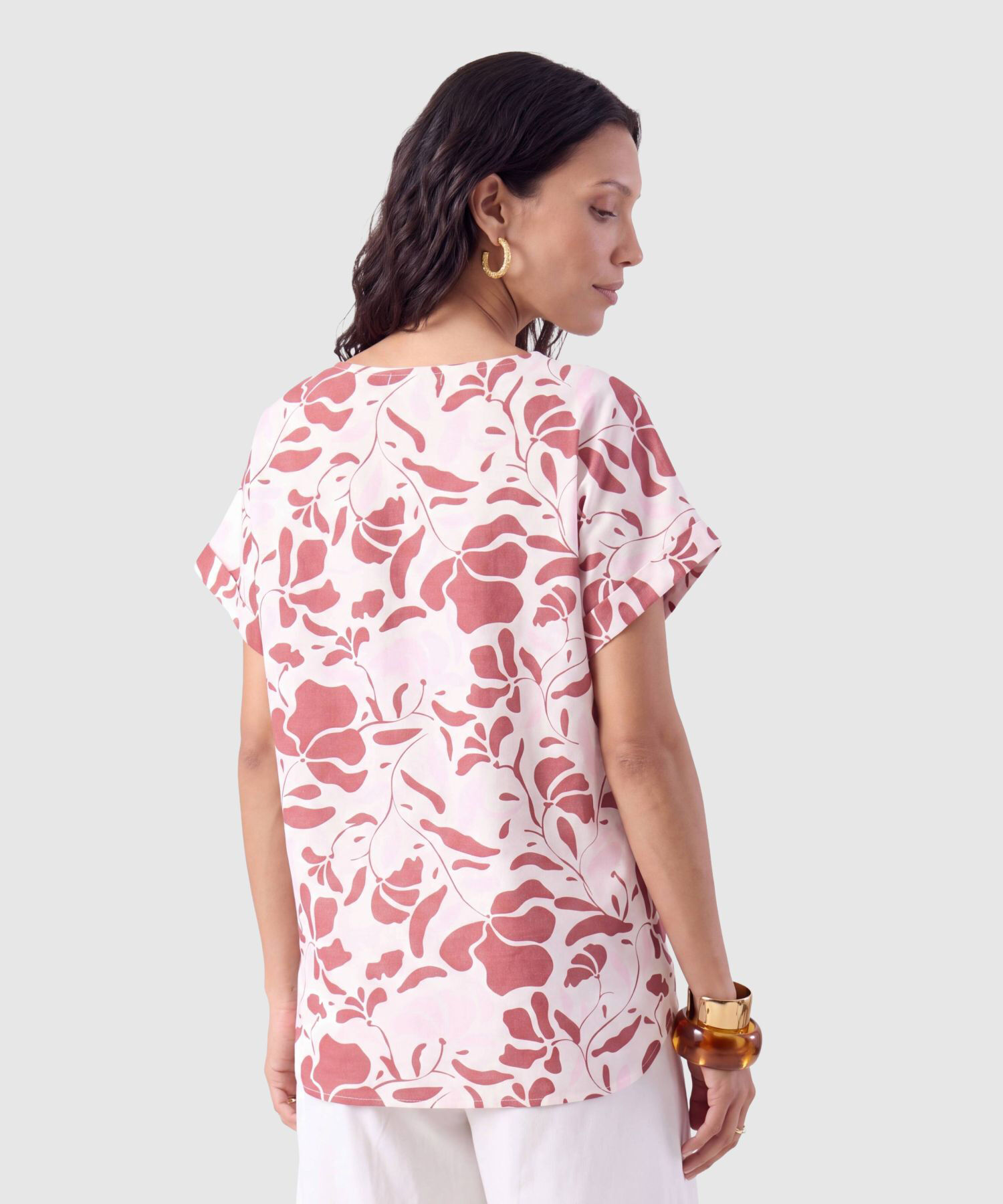 Blusa Manga Corta Dobladillo Para Mujer