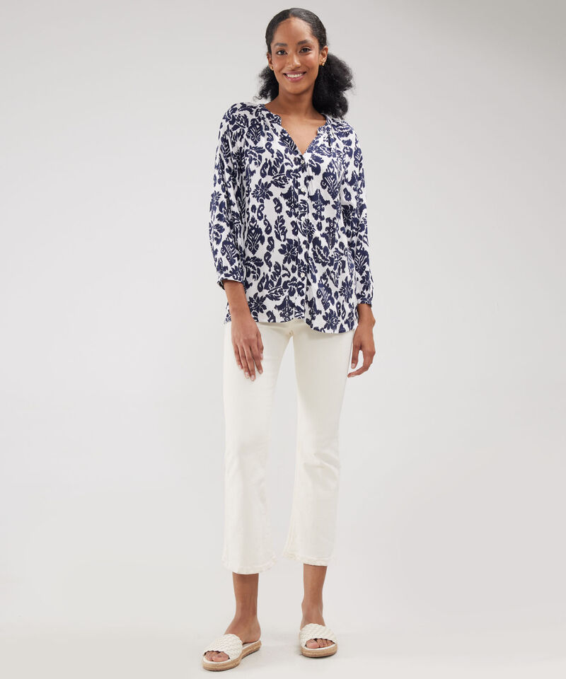 Blusa Manga Tres Cuartos Cuello Neru Estampada