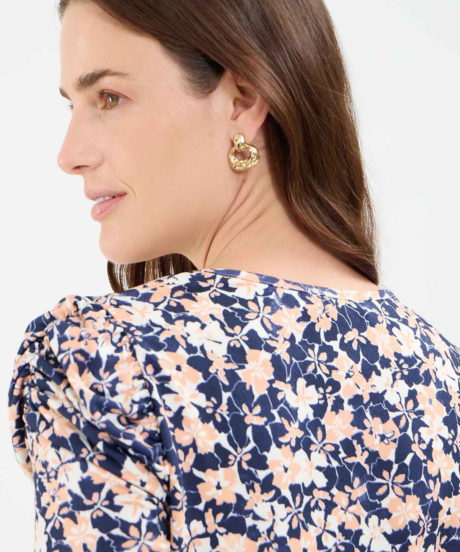 Camiseta con Ruche Estampado Floral