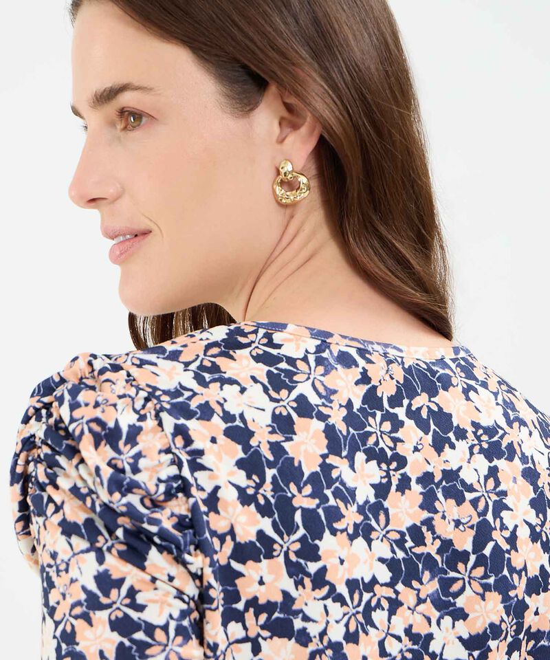 Camiseta con Ruche Estampado Floral