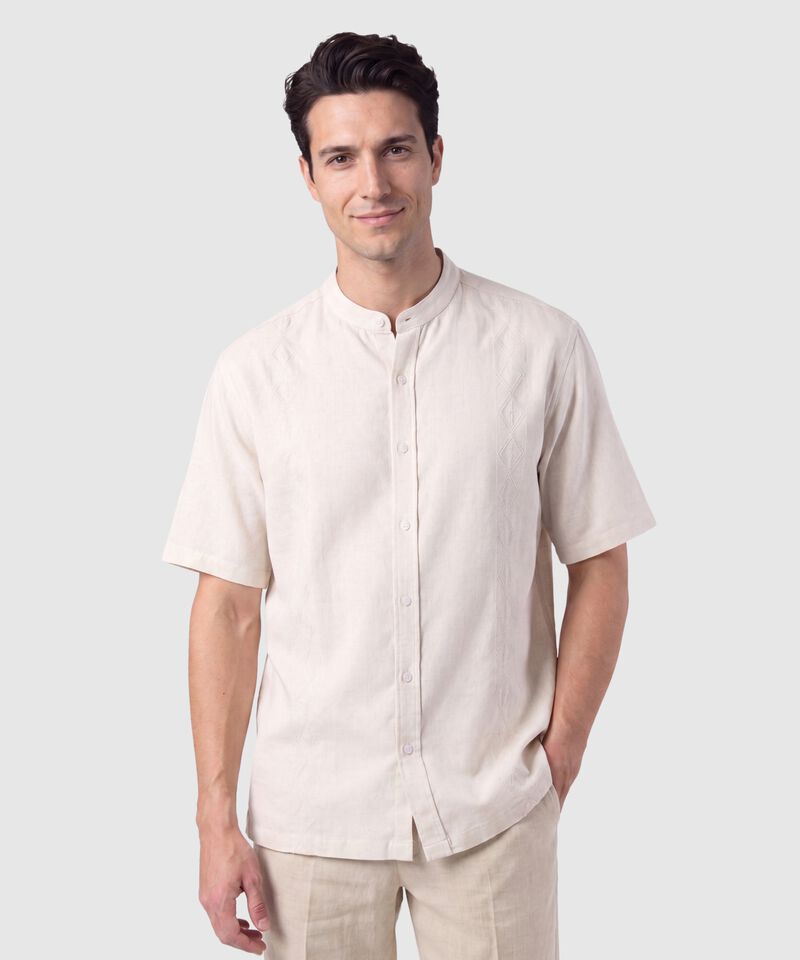 Guayabera Manga Corta Cuello Mao Hombre