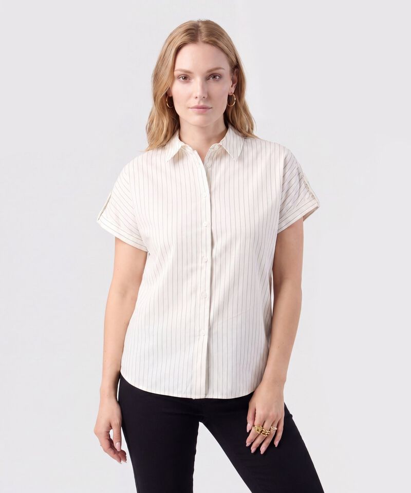 Camisa Manga Con Doblez Mujer