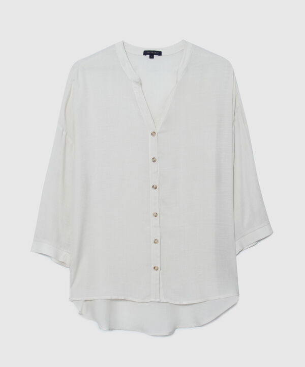 Camisa Unicolor Cuello Nerú Escote V