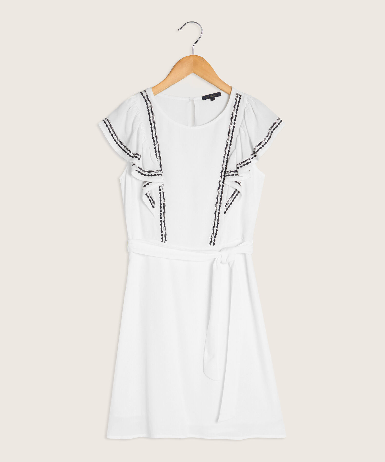 Vestido Escote Redondo Con Detalle De Bordado