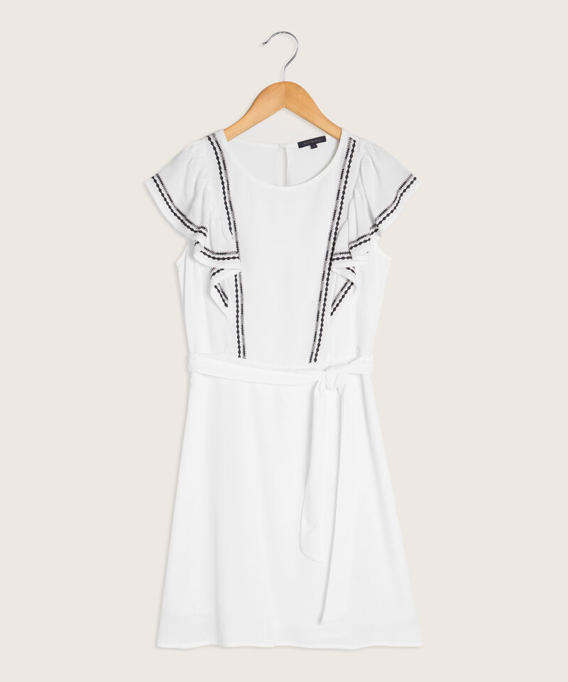 Vestido Escote Redondo Con Detalle De Bordado