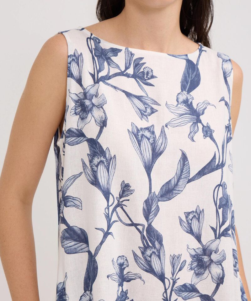 Vestido Estampado Manga Sisa Con Bolsillos Laterales