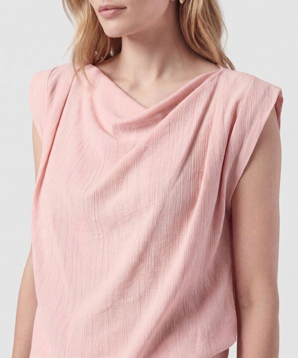 Blusa Con Cuello Redondo Y Hombreras Para Mujer