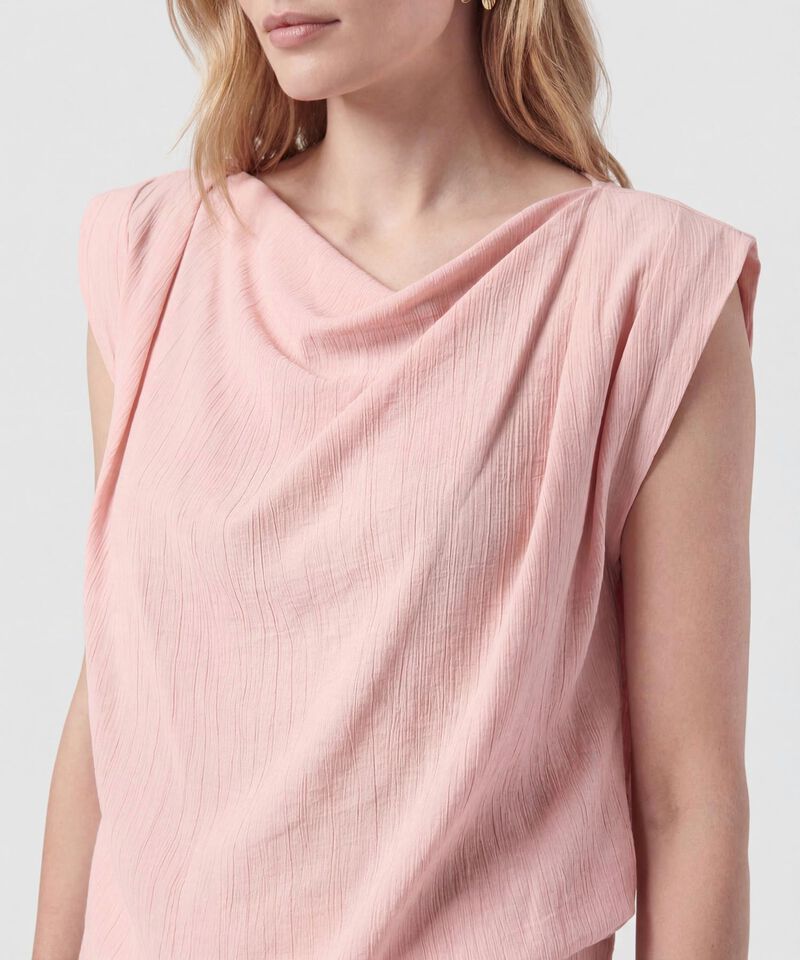 Blusa Con Cuello Redondo Y Hombreras Para Mujer