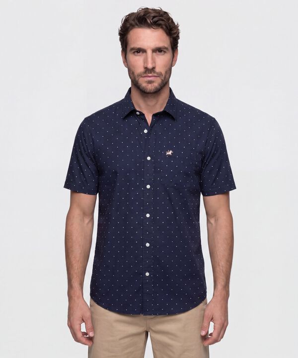 Camisa Manga Corta En Miniprints Con Bolsillo
