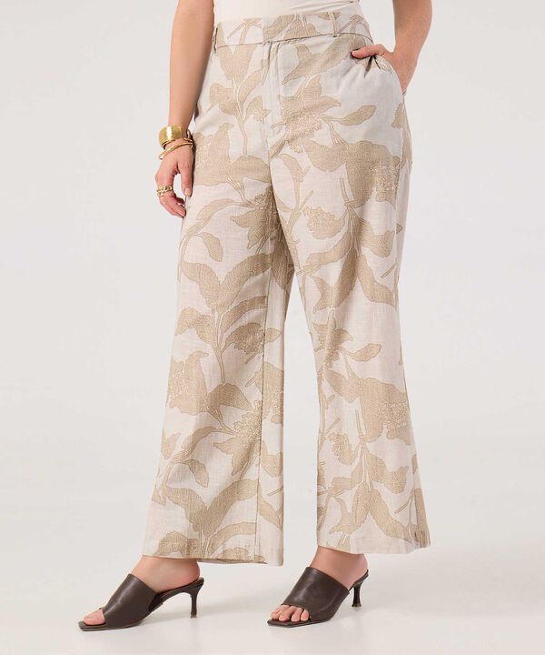 Pantalon Fluido Unicolor Para Mujer image number null