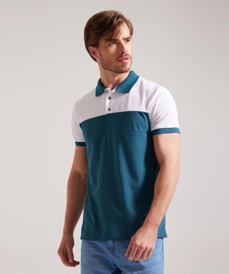 Polo Bloques Cuello Y Puño Tejido