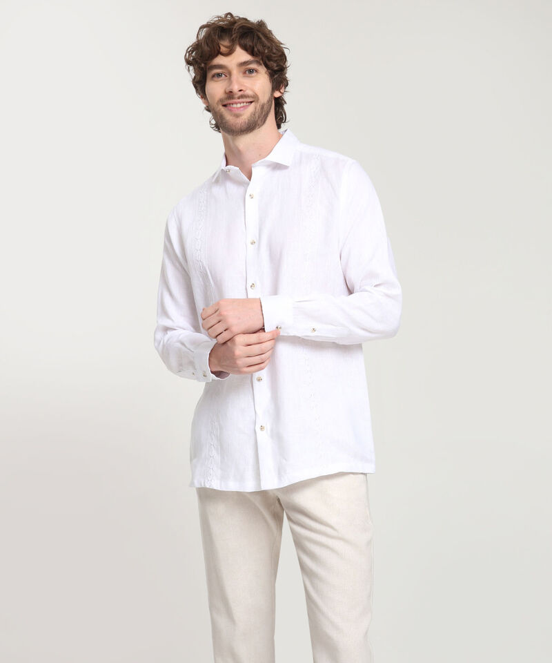 Camisa Guayabera Cuello Camisero Abierto Mini