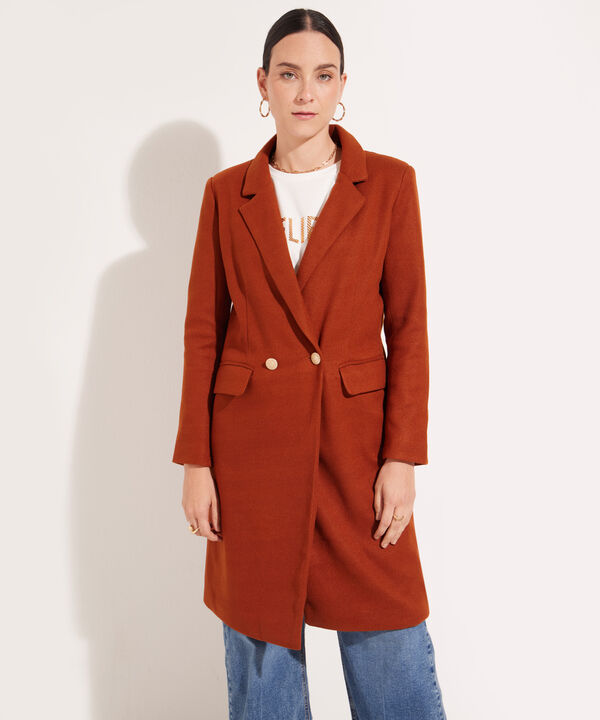 Chaqueta Tipo Abrigo Con Cruze Y Bolsillos