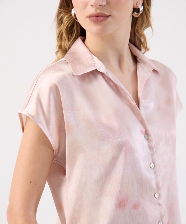 Blusa Satinada Rosa Tie-Dye Elegante image number null