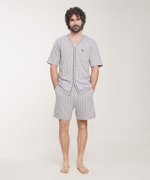 Pijama 2 Piezas Camisa Manga Cortay Pantalóneta Con Hiladillo