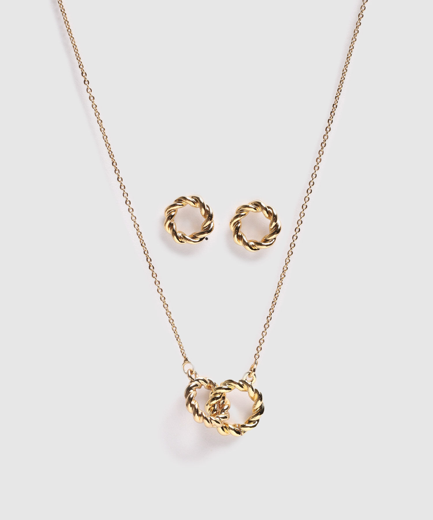 Set De Collar Y Aretes Trenzados Para Mujer