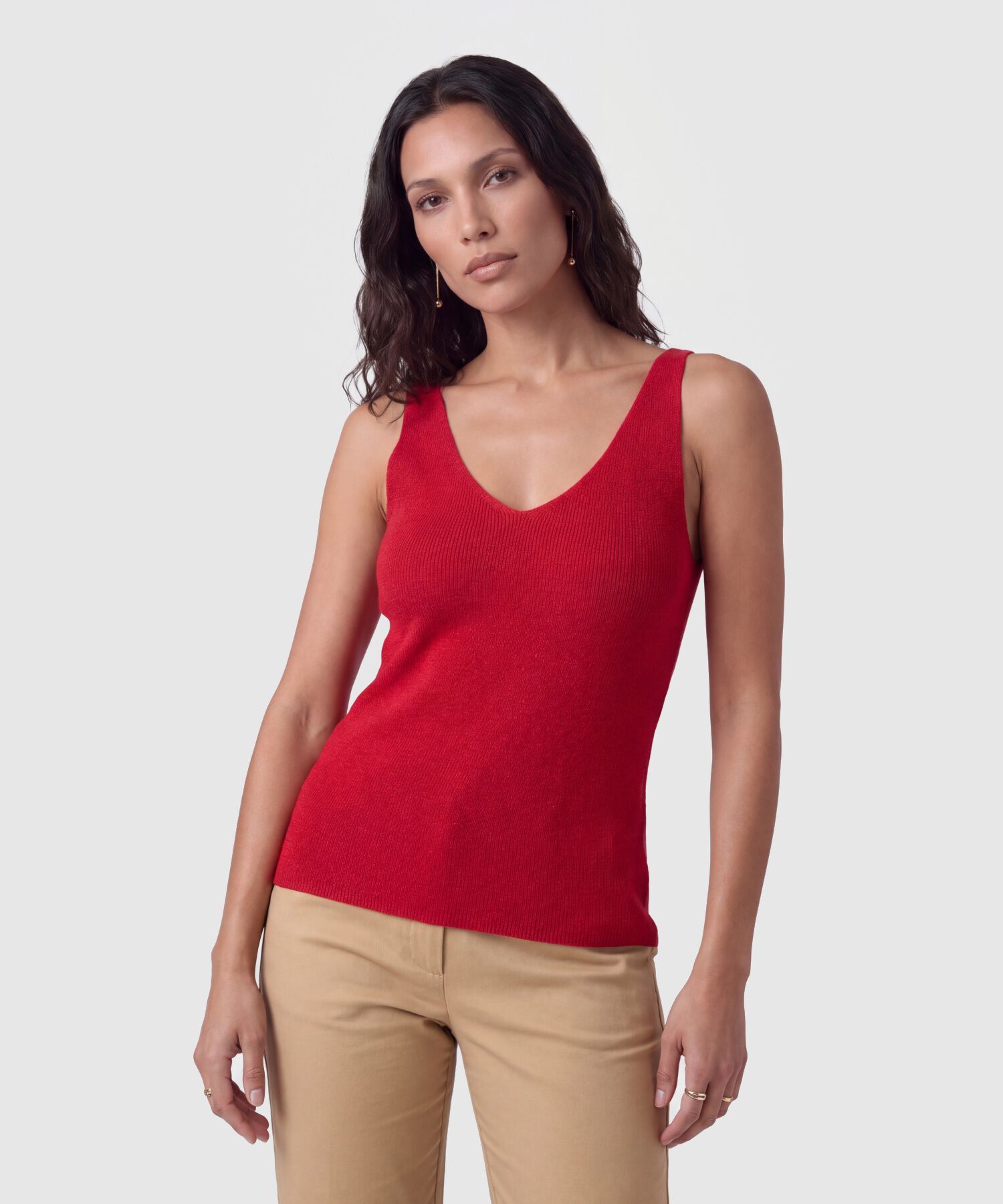Camiseta Sin Mangas Cuello V Para Mujer