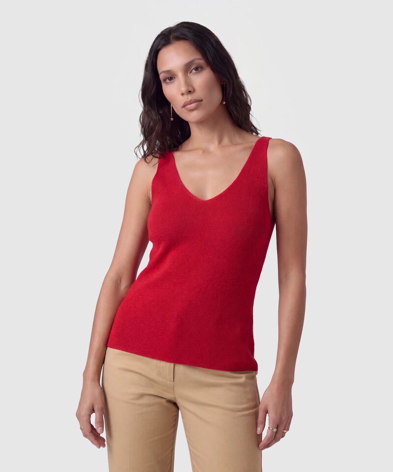 Camiseta Sin Mangas Cuello V Para Mujer