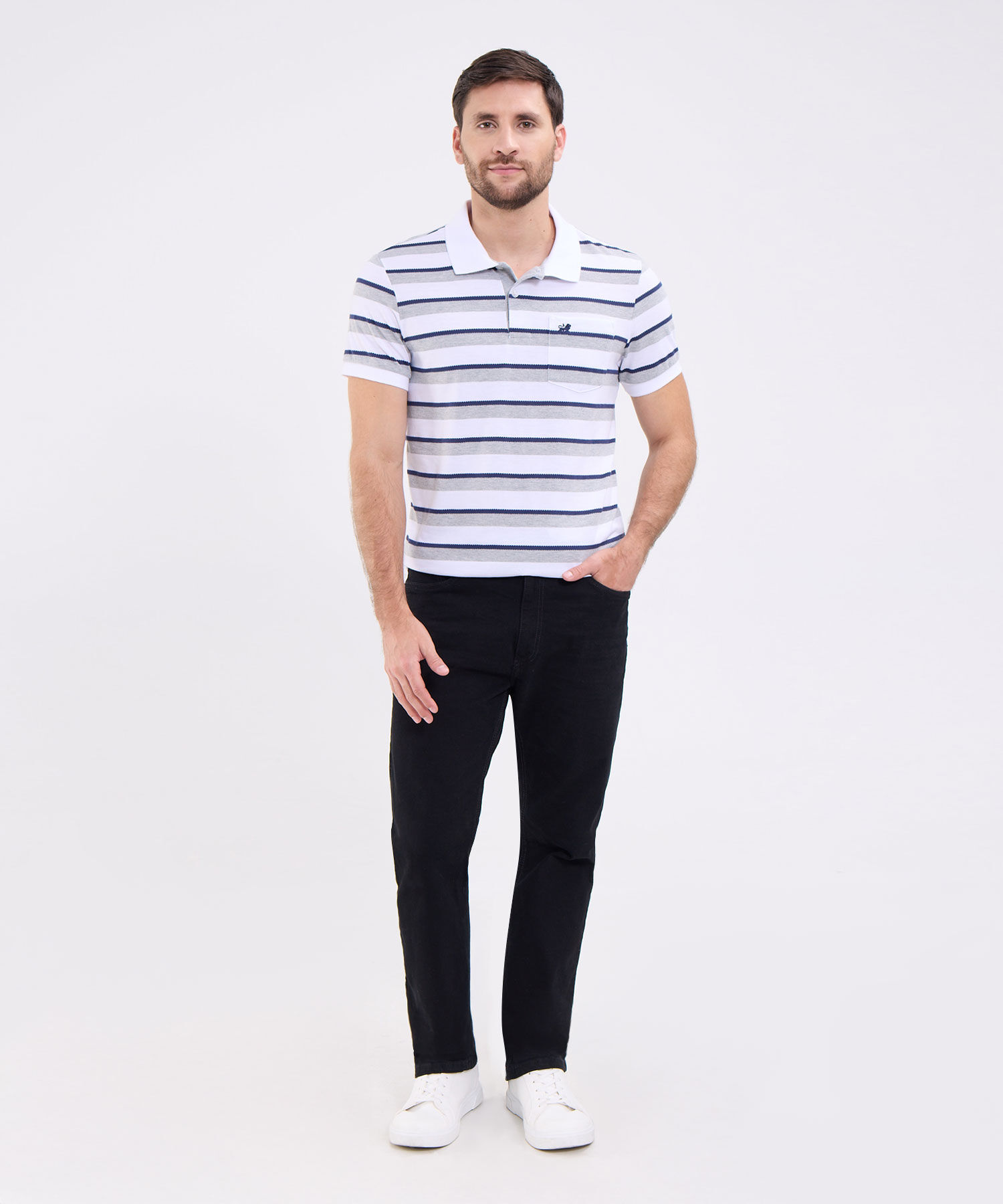 Polo Cuello Tejido Con Bolsillo Preteñida