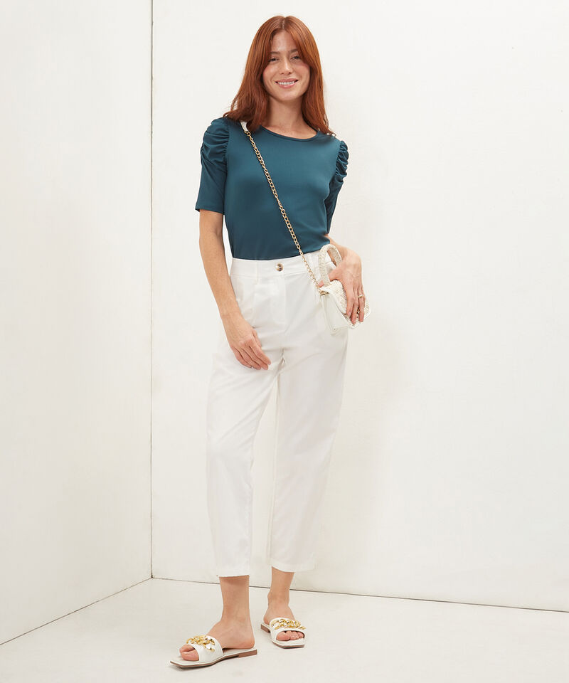 Pantalón Tipo Baggy Unicolor, Tiro Alto Con Prenses En Delantero, Serena