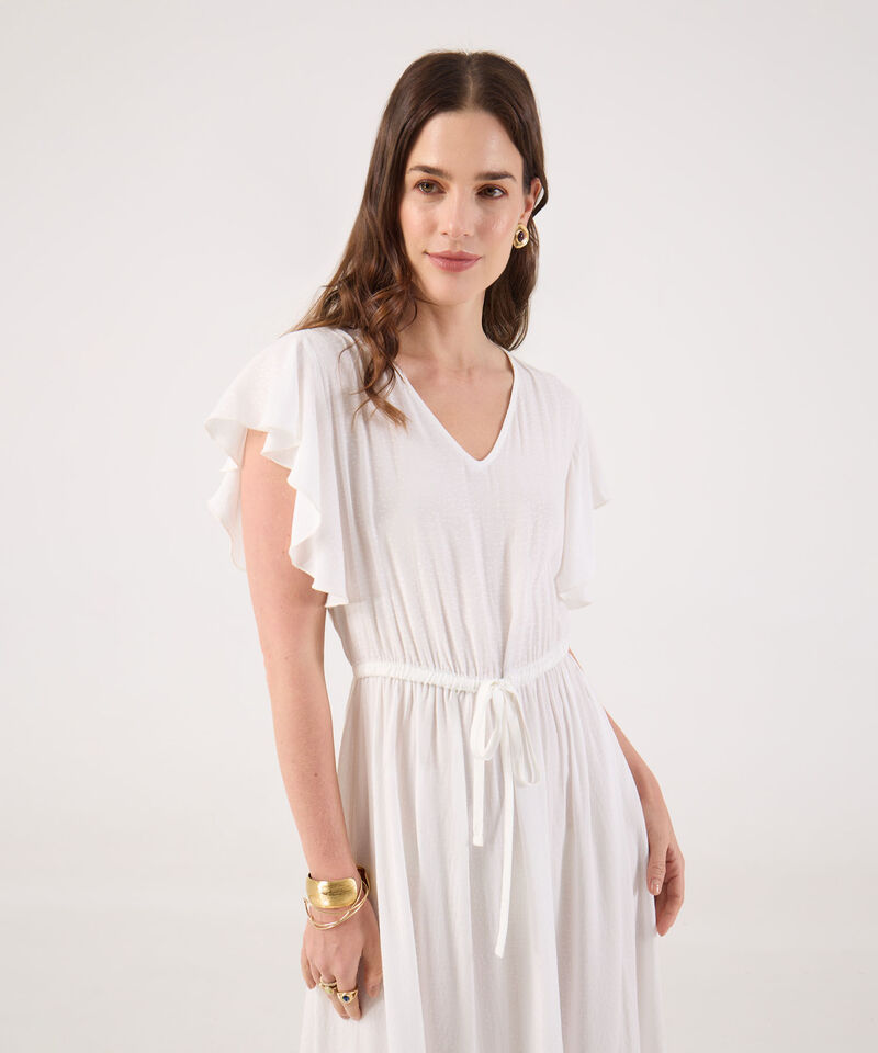 Vestido Unicolor Con Cinta Para Ajustar 