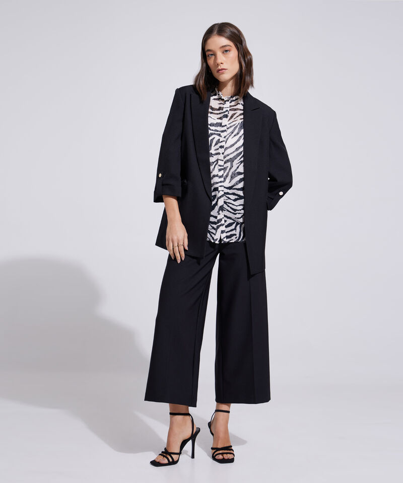 Blusa Manga Corta Cuello Ruche  Con Top Interno Fit Missy