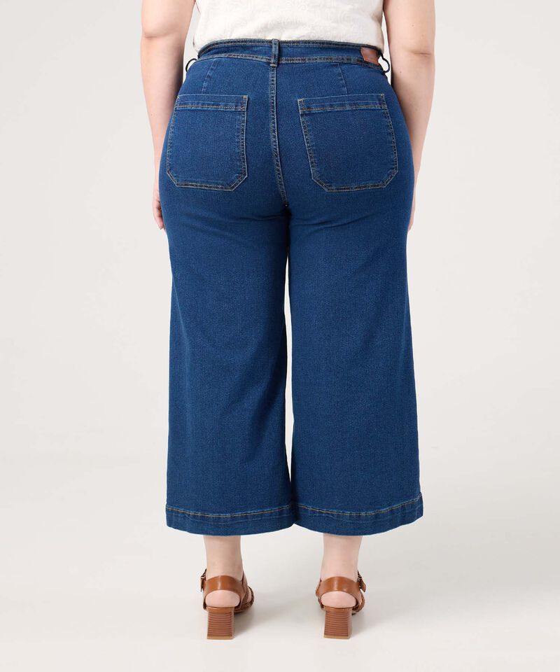 Jeans Culotte Con Bolsillos Frontales Para Mujer Curvy
