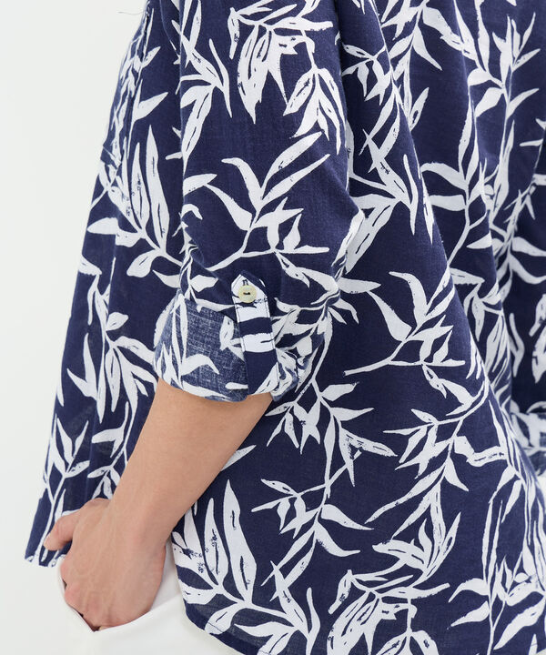 Blusa Estampada en Efecto Lino