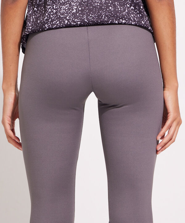 Leggings Largo Tiro Alto Con Pretina Delgada Unicolor Con Reflectivos En Botas