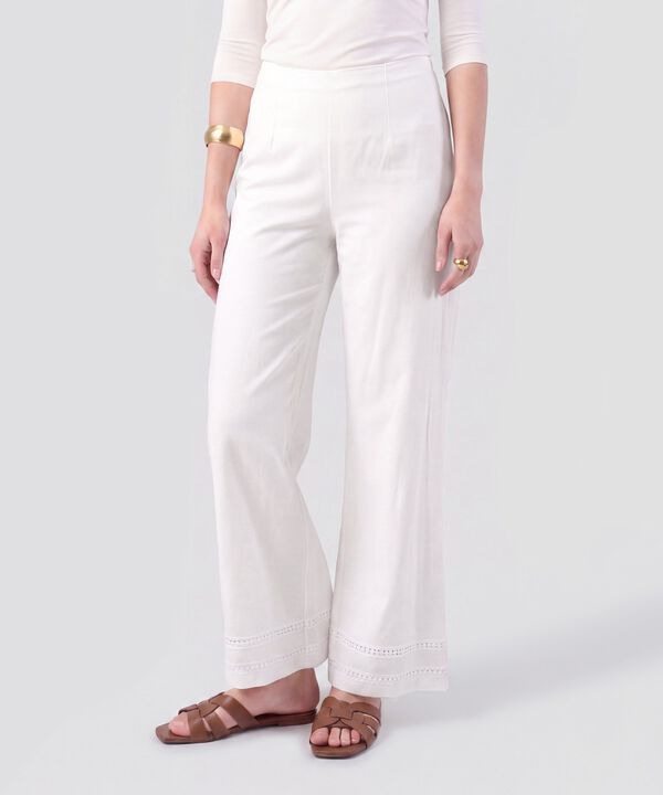 Pantal&oacute;n De Bota Ancha Con Encaje Para Mujer