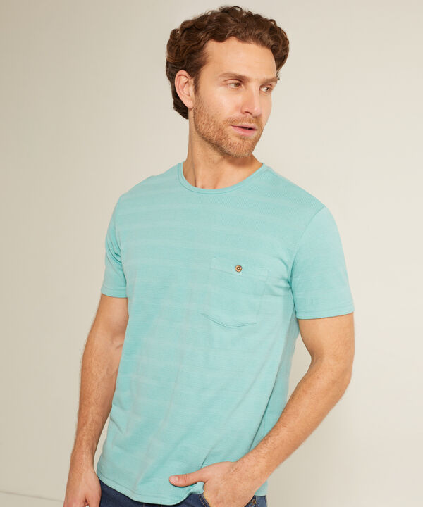 Camiseta Unicolor, Cuello Redondo Con  Bolsillo De Parche
