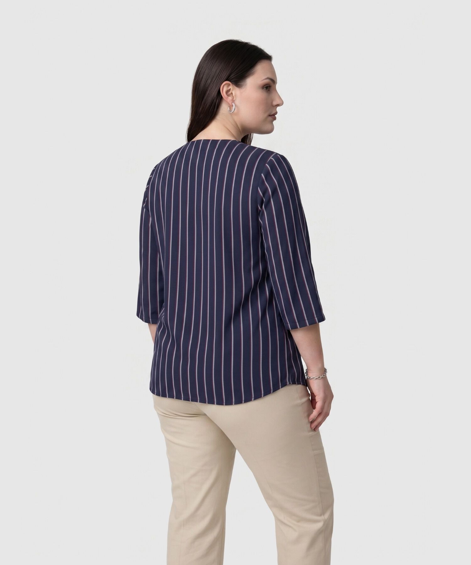 Blusa A Rayas Con Escote En V Mujer Curvy