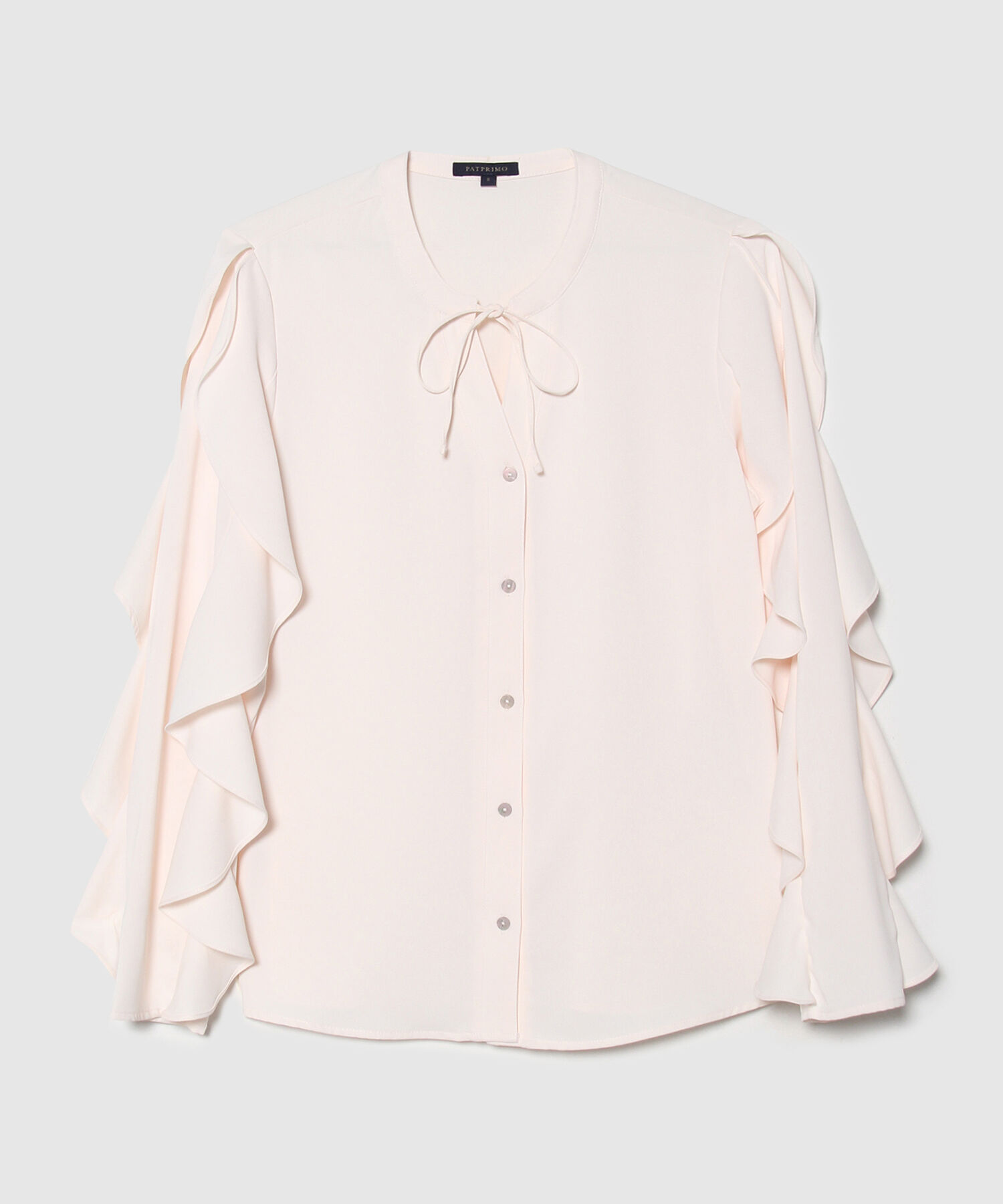Blusa Unicolor Con Volantes En Manga