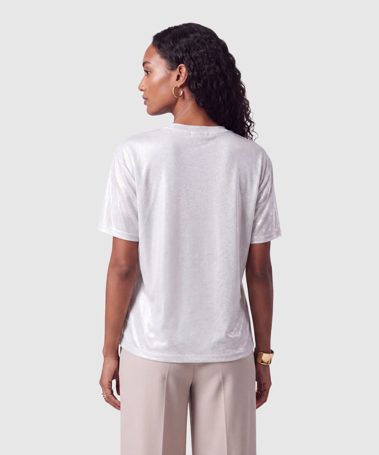 Camiseta Manga Corta Metalizada Mujer